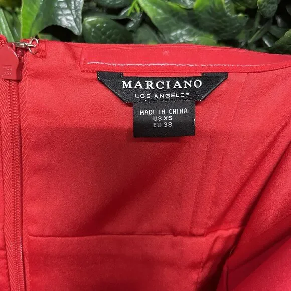 MARCIANO Dress Women XS Red Cold Shoulder Strapless Sheath 2116 - Picture 4 of 9